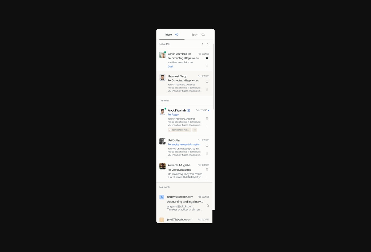Email Sidebar preview